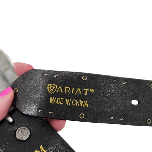 ARIAT BEADED WESTERN LEATHER BELT WITH BUCKLE - Picture 13 of 15